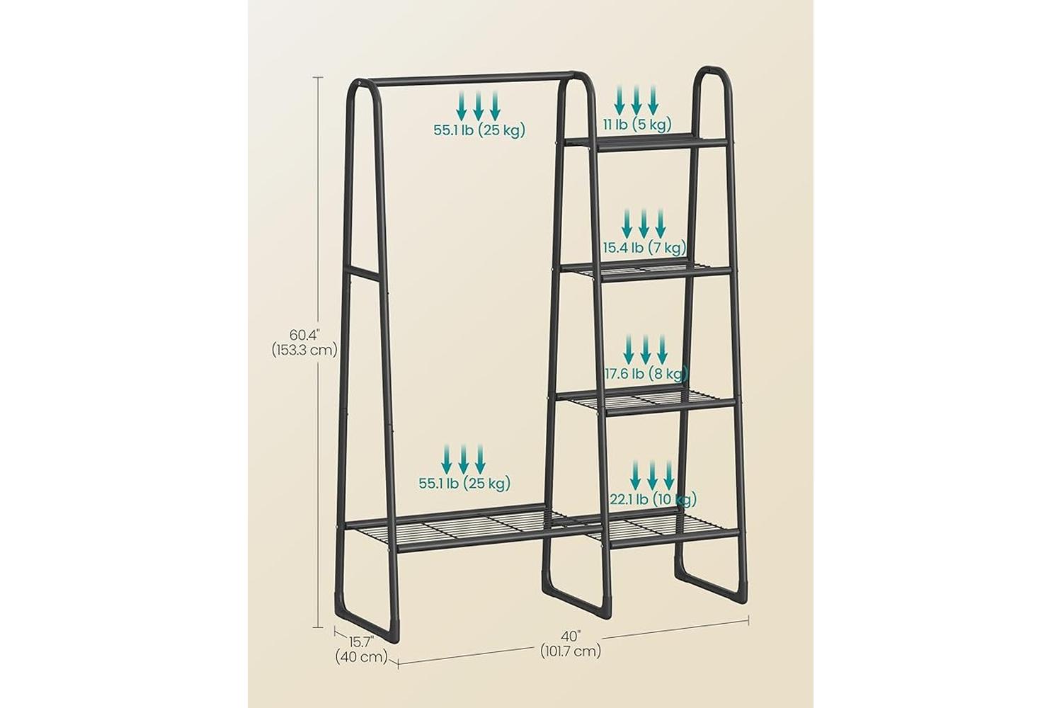 Garment Rack | Clothes Storage | Steel | 40 X 101.7 X 153.3 Cm-6