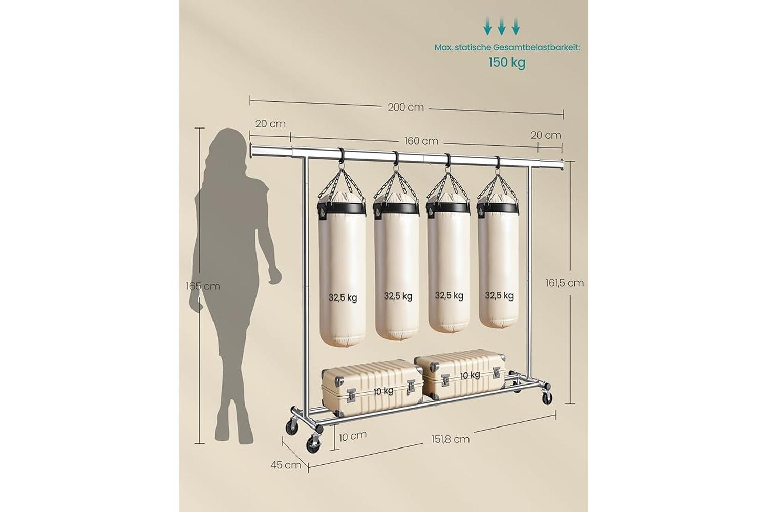 Clothes Rack | Clothes Storage | Steel | Adjustable Width-6