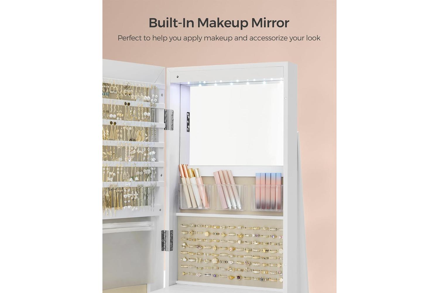 Songmics Jewelry Cabinet | Freestanding Organizer | Mdf & Velvet | Tall-2