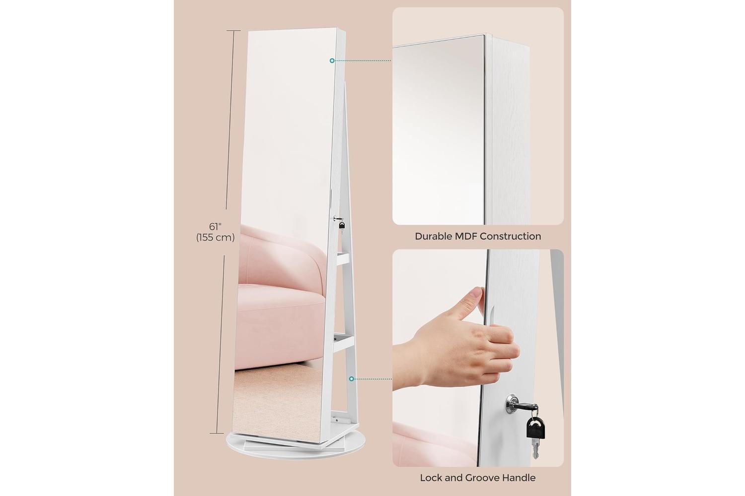 Songmics Jewelry Cabinet | Freestanding Organizer | Mdf & Velvet | Tall-6