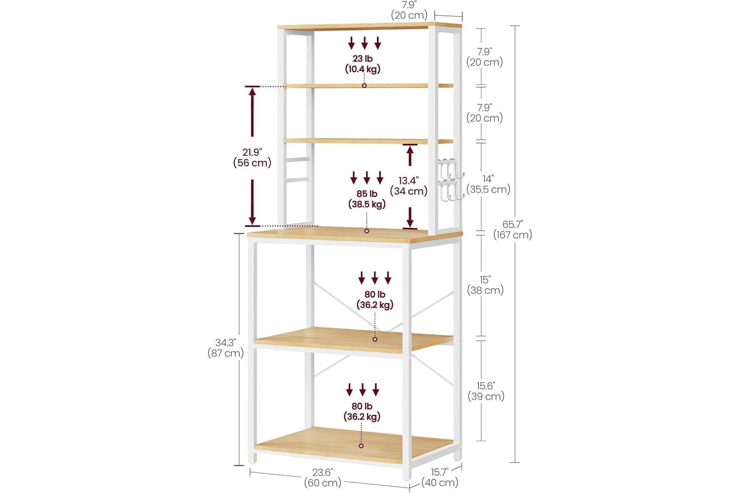 Kitchen Shelf | Kitchen Storage Rack | Particleboard And Steel | 40 X 60 X 167 Cm-4