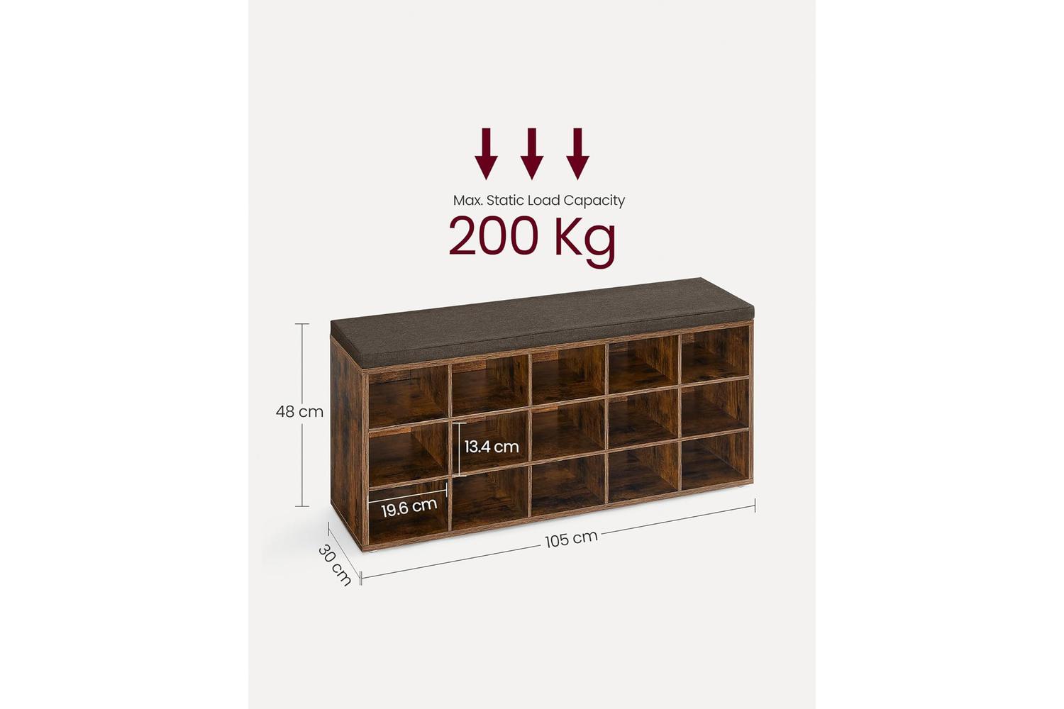 Shoe Bench | Storage Bench | Particleboard | 105cm-4