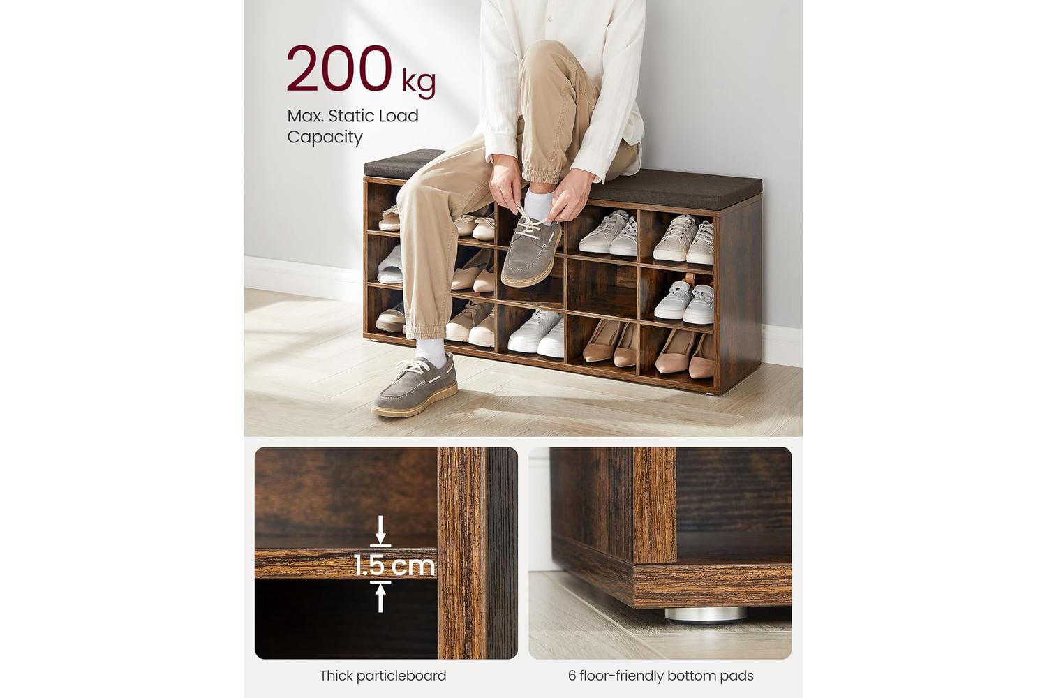Shoe Bench | Storage Bench | Particleboard | 105cm-6