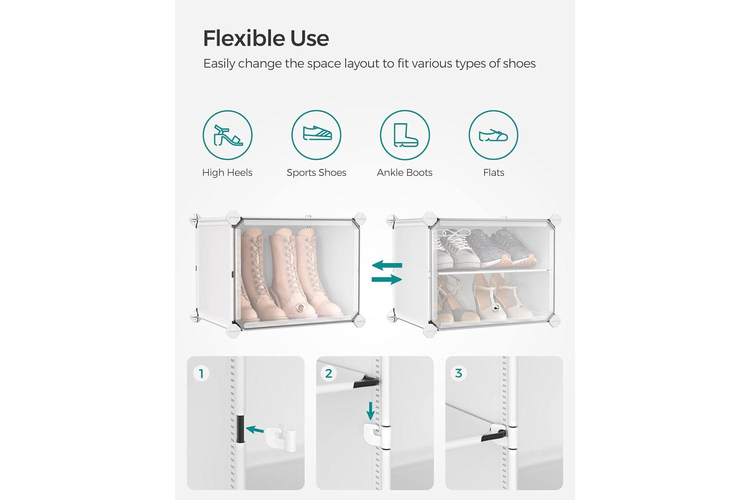 Shoe Rack | Storage Unit | Plastic And Steel | Large-6