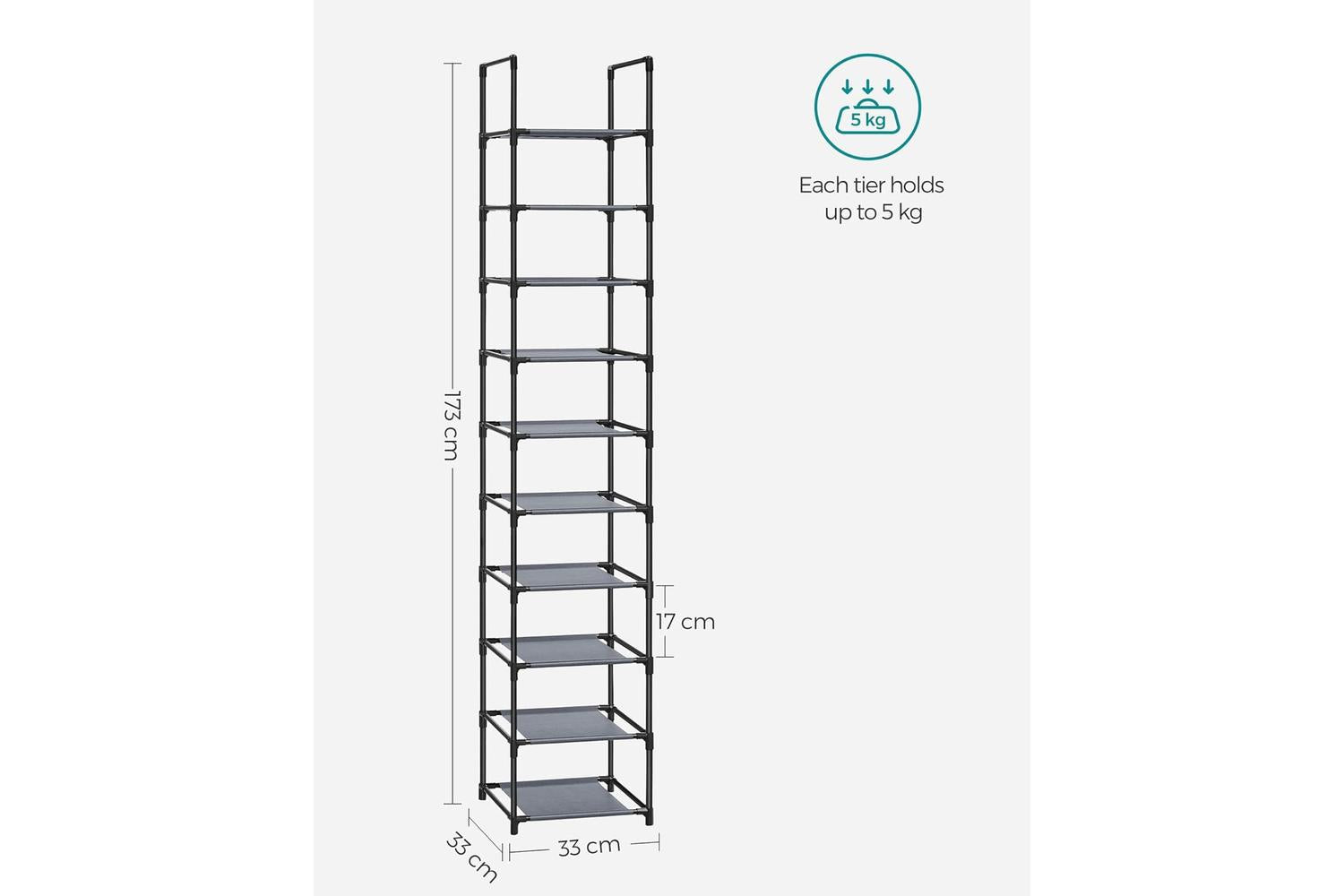 Shoe Rack | Storage & Organisation | Non-woven Fabric & Metal | 33 X 33 X 173 Cm-2