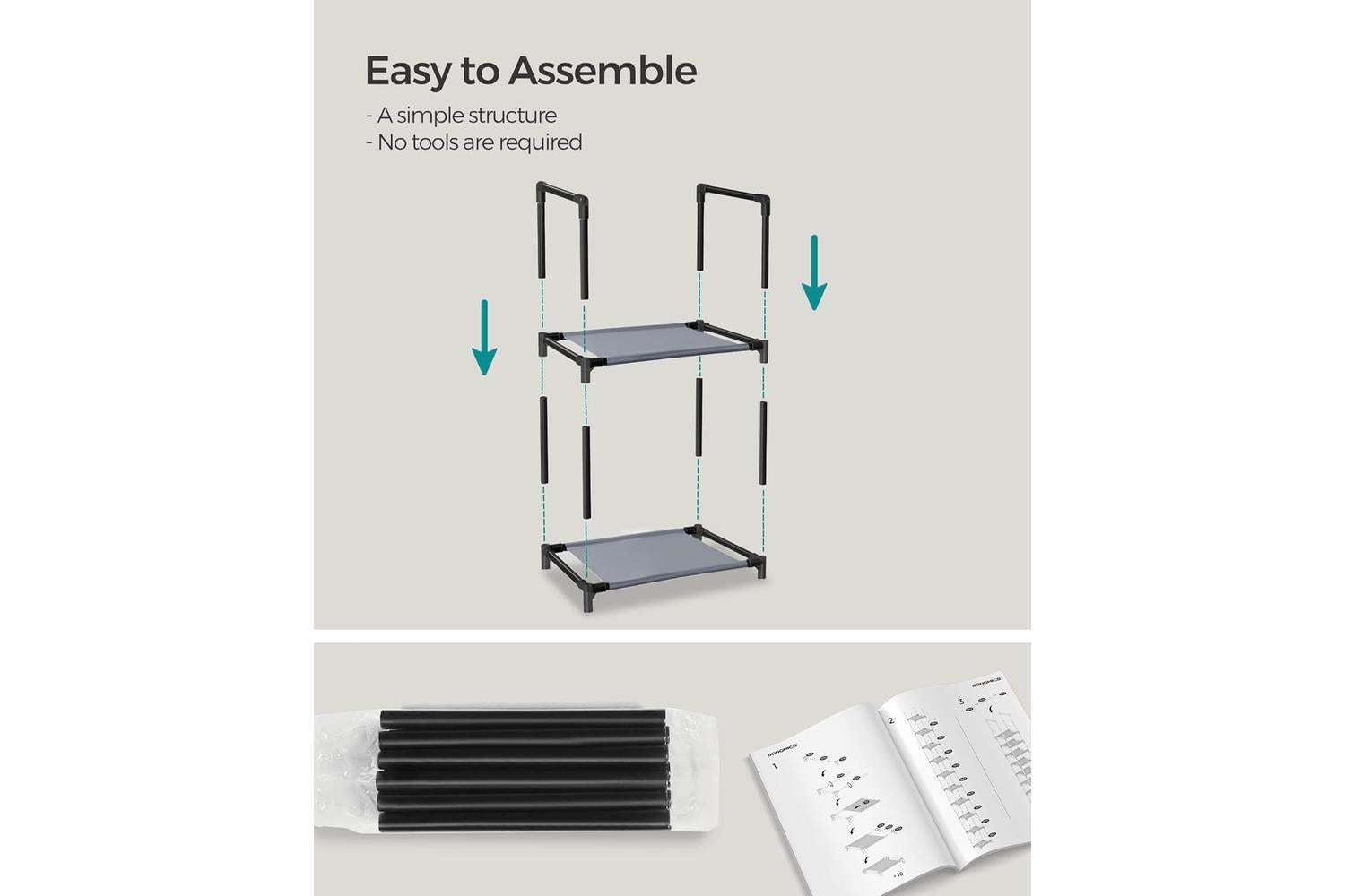 Shoe Rack | Storage & Organisation | Non-woven Fabric & Metal | 33 X 33 X 173 Cm-5