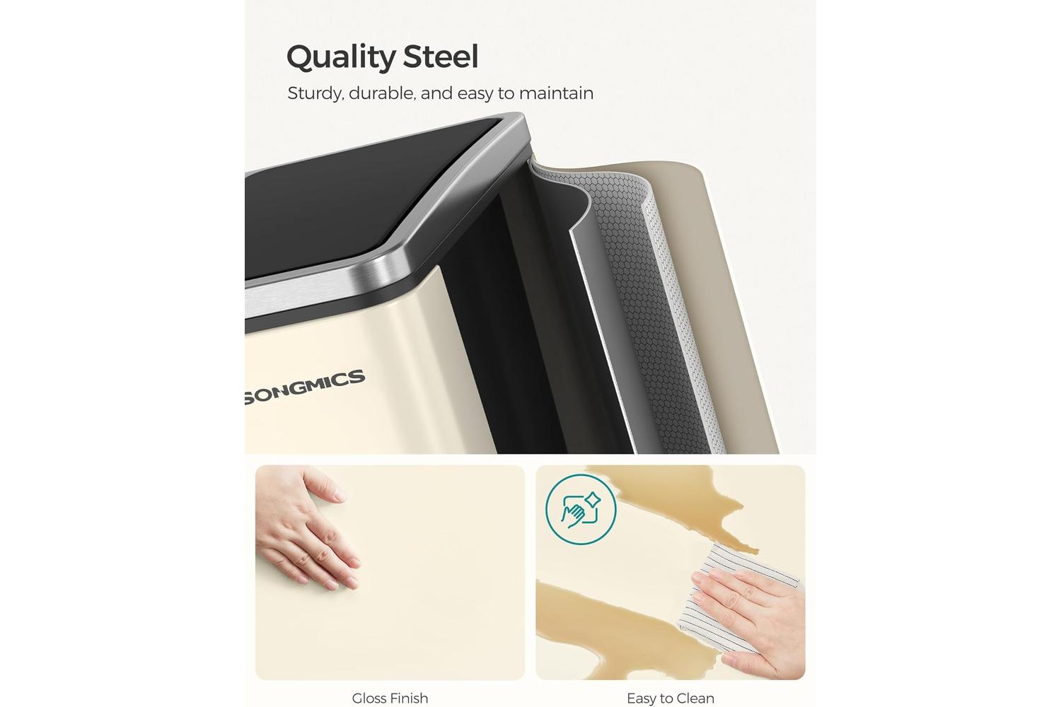 Songmics Trash Can | Rubbish Bin | Stainless Steel | 30l-2