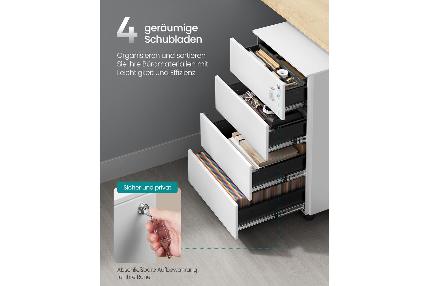 File Cabinet | File Storage | Steel | 4 Drawer | Cloud White-2