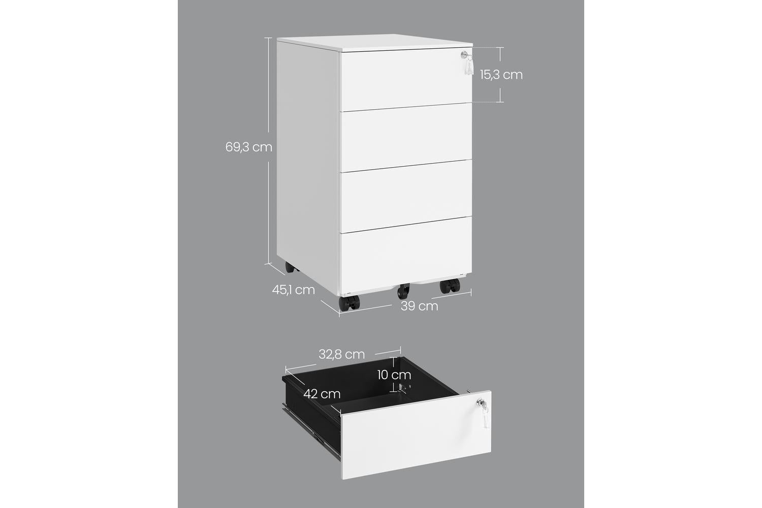 File Cabinet | File Storage | Steel | 4 Drawer | Cloud White-4