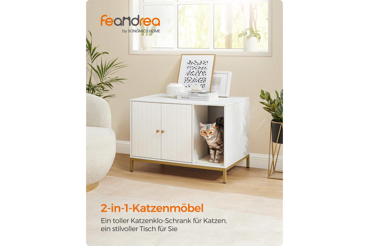 Feandrea Cat Litter Box Enclosure | Particleboard And Steel | 80 X 50 X 55 Cm-3