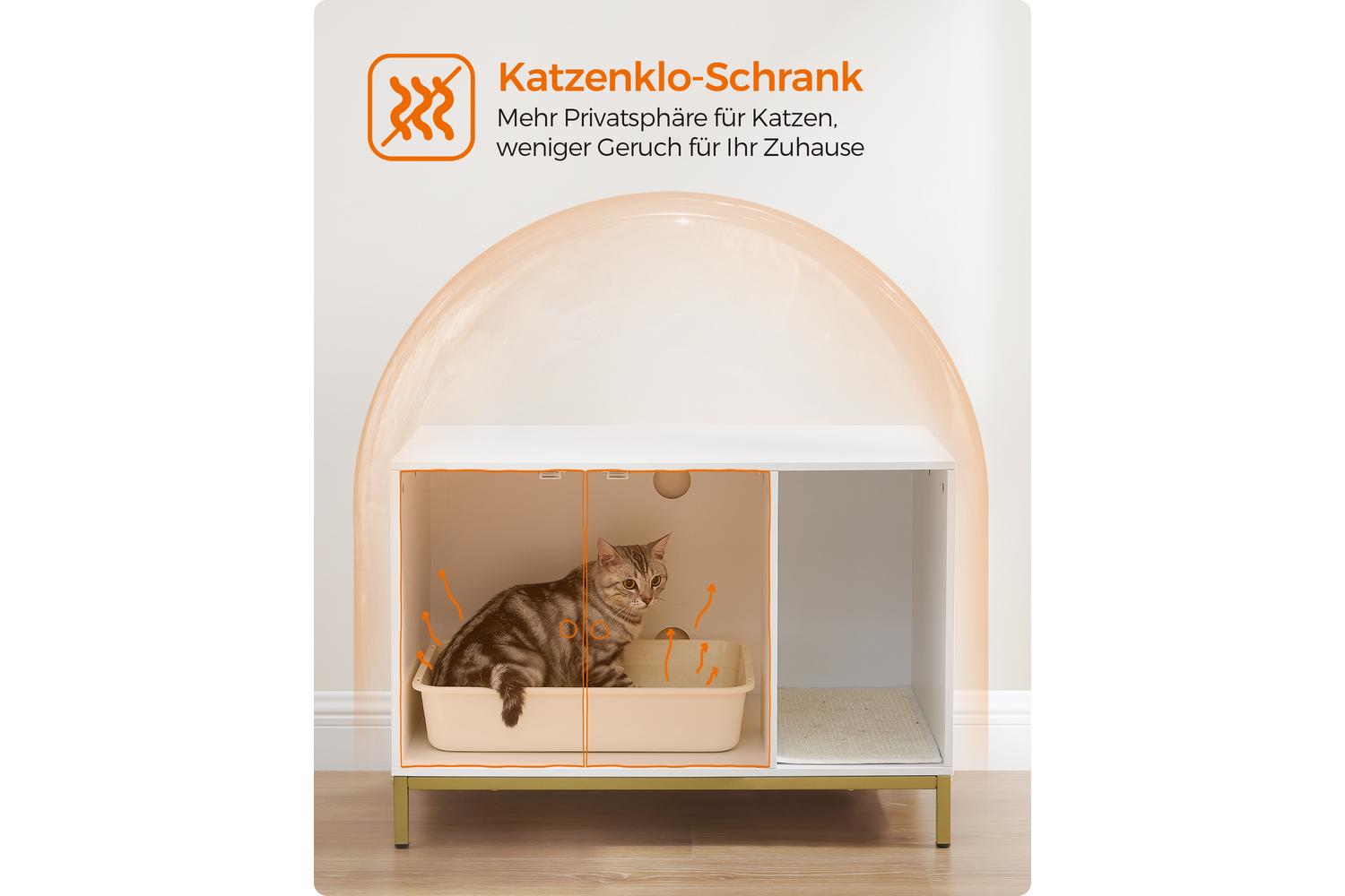 Feandrea Cat Litter Box Enclosure | Particleboard And Steel | 80 X 50 X 55 Cm-4
