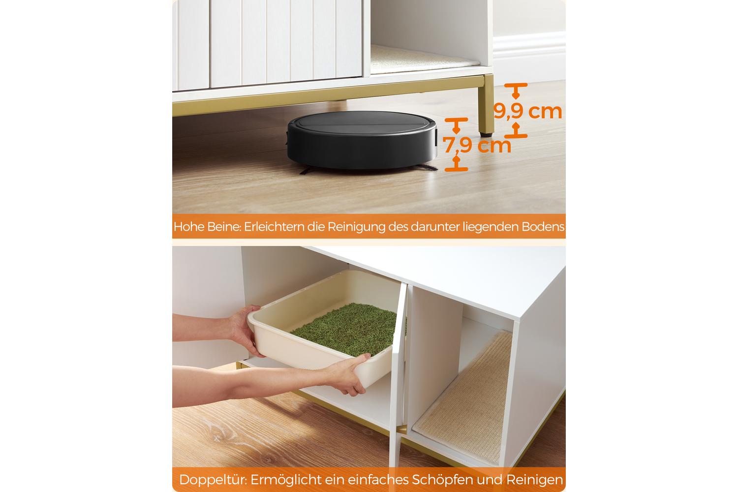 Feandrea Cat Litter Box Enclosure | Particleboard And Steel | 80 X 50 X 55 Cm-6