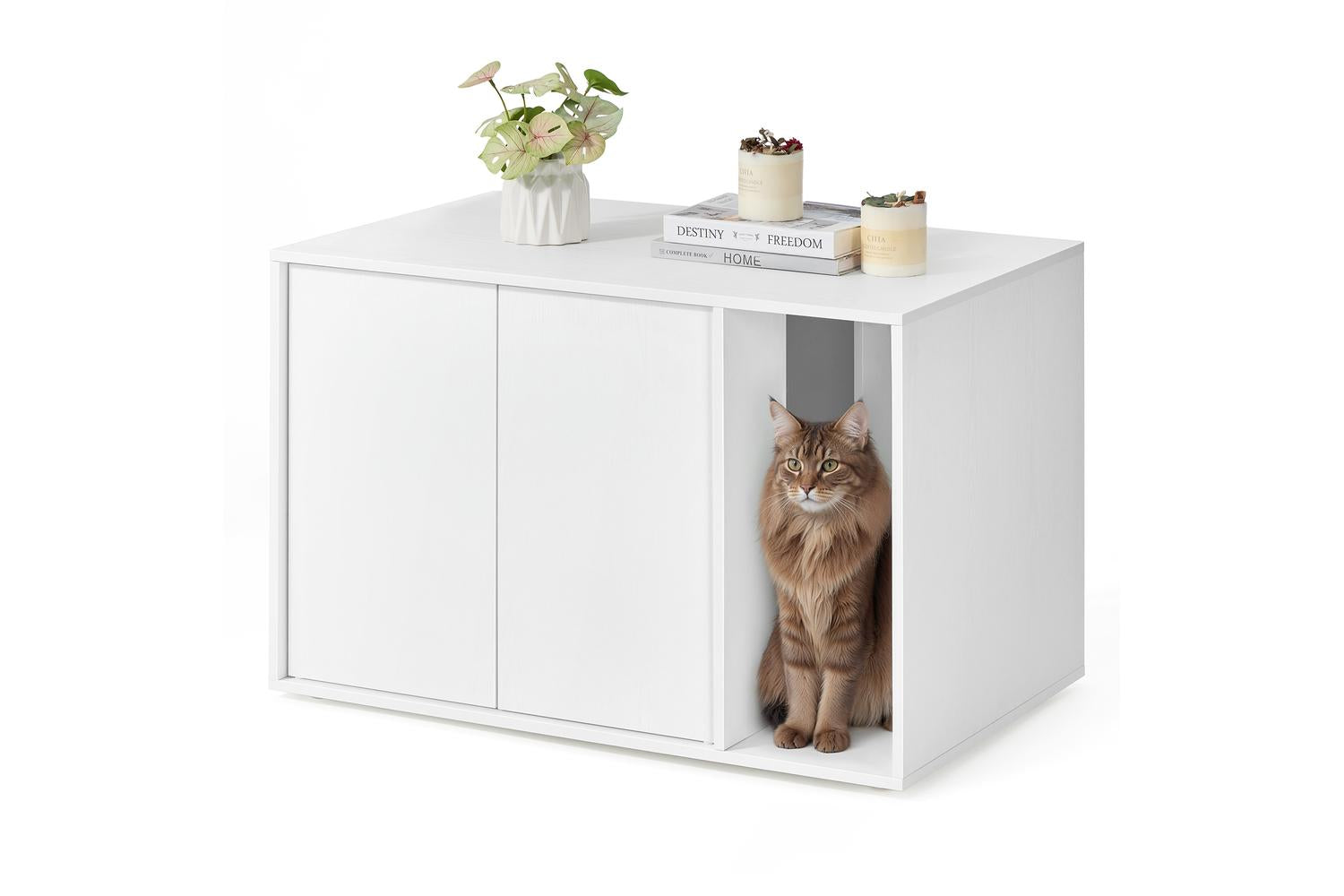 Cat Litter Box Enclosure | Cat Litter Box | Particle Board | 80 X 50 X 50 Cm-2