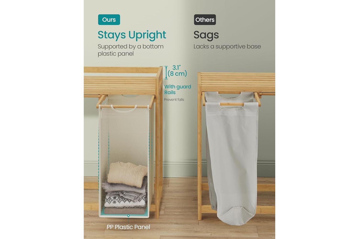 Laundry Basket | Laundry Storage | Bamboo & Oxford Fabric | Large-5