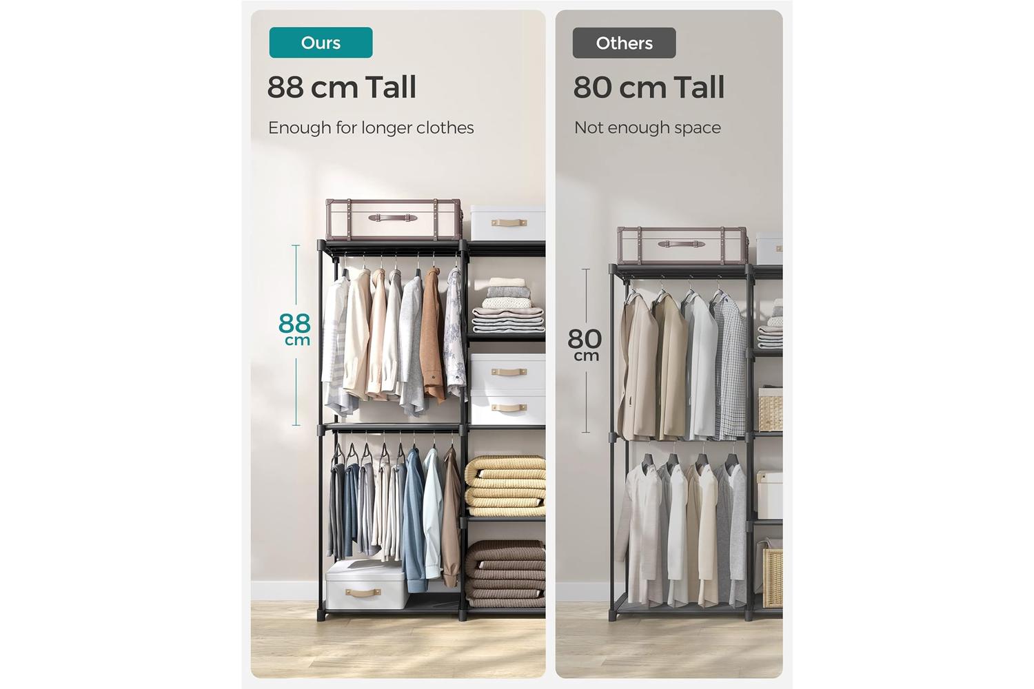 Songmics Wardrobe | Clothes Storage | Steel & Non-woven Fabric | 182 X 182 Cm-3