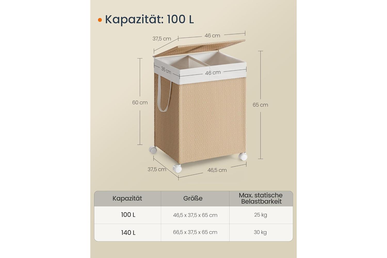 Laundry Hamper | Storage & Organisation | Steel & Polyester-cotton | 46.5 X 37.5 X 65 Cm-4
