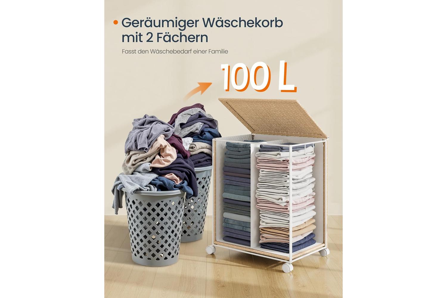 Laundry Hamper | Storage & Organisation | Steel & Polyester-cotton | 46.5 X 37.5 X 65 Cm-5