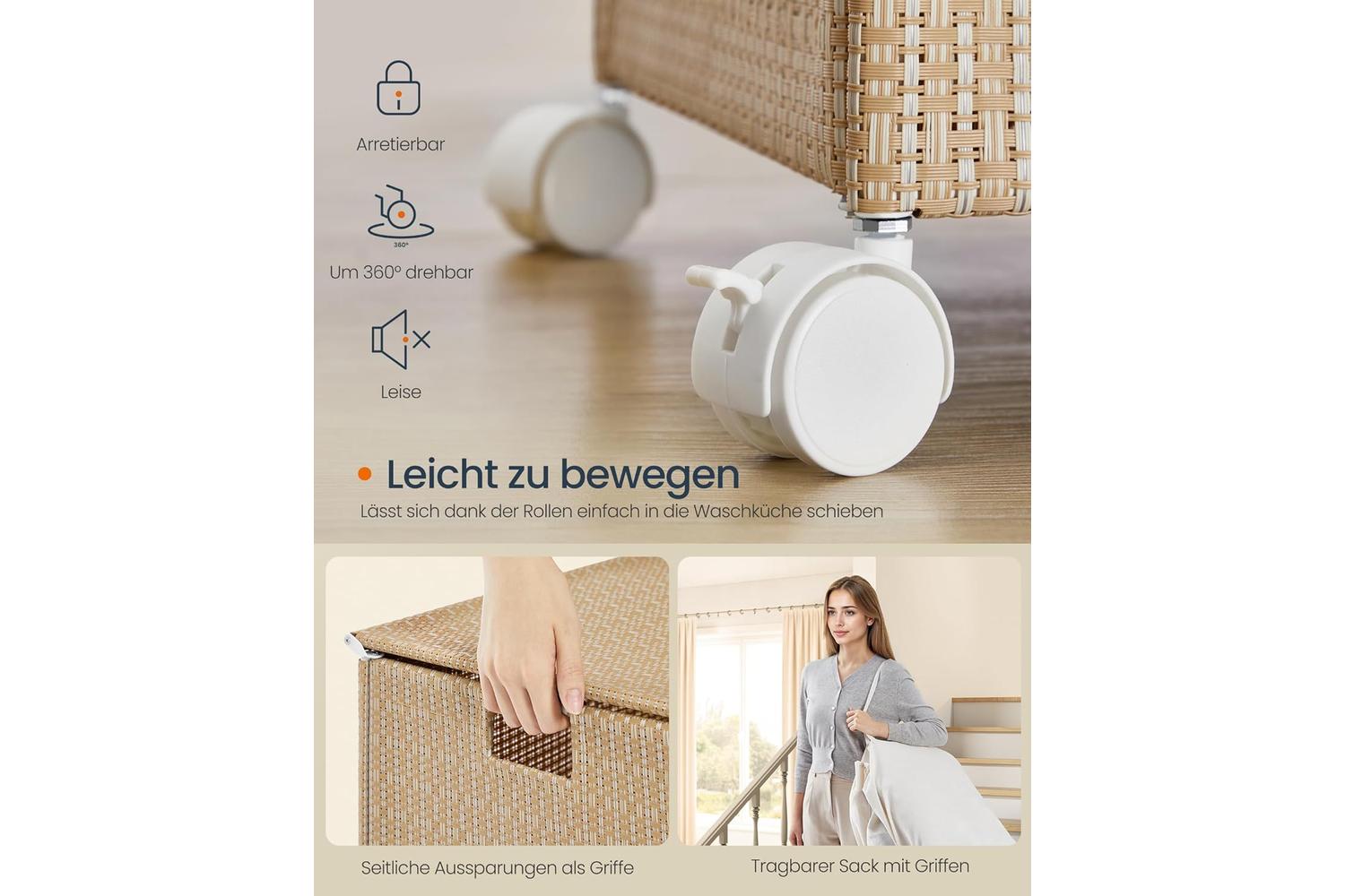 Laundry Hamper | Storage & Organisation | Steel & Polyester-cotton | 46.5 X 37.5 X 65 Cm-6