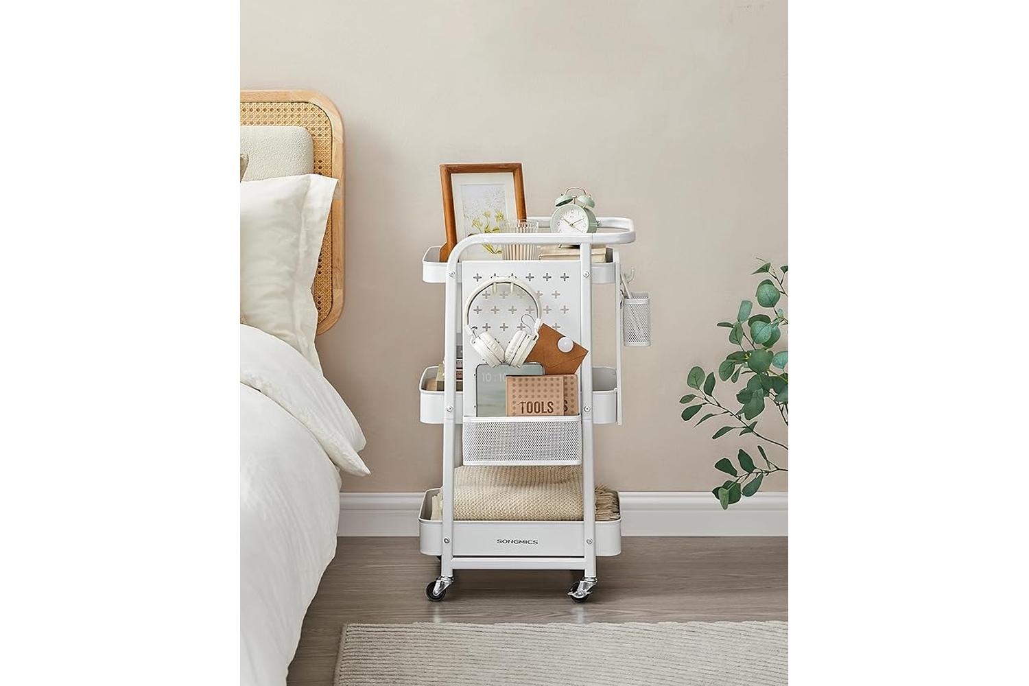 Songmics Storage Cart | Steel | Cloud White | 12.7d X 17w X 29.1h Inch-2