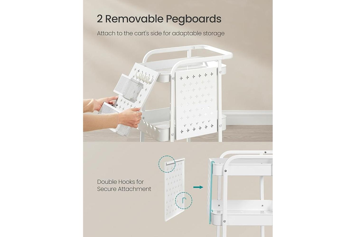 Songmics Storage Cart | Steel | Cloud White | 12.7d X 17w X 29.1h Inch-3
