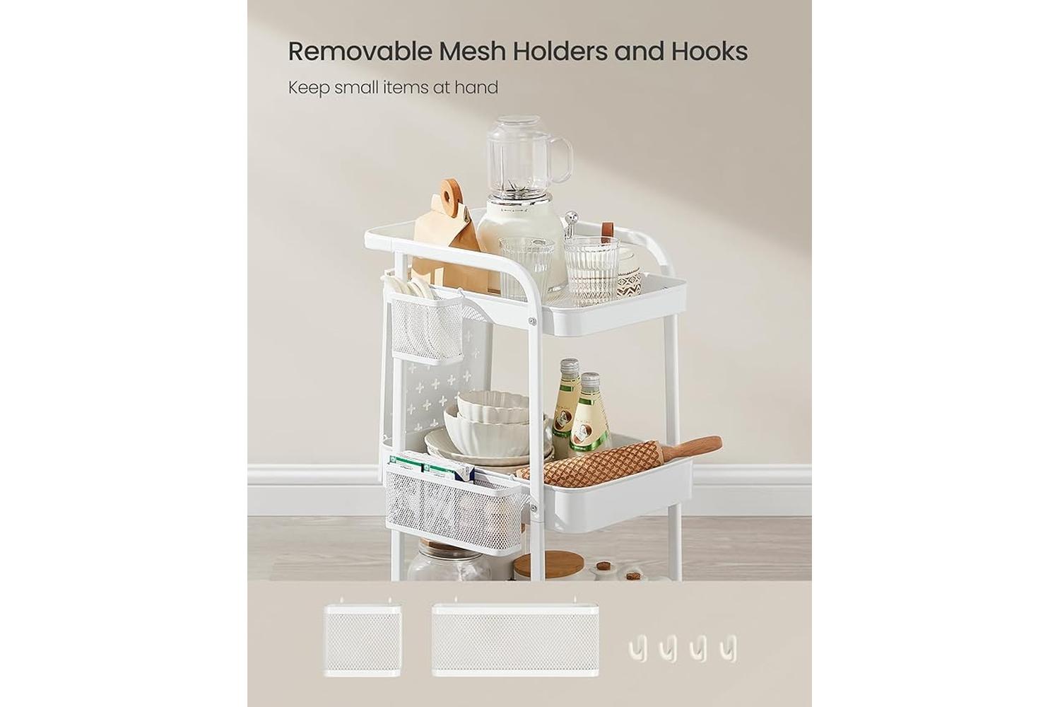Songmics Storage Cart | Steel | Cloud White | 12.7d X 17w X 29.1h Inch-5