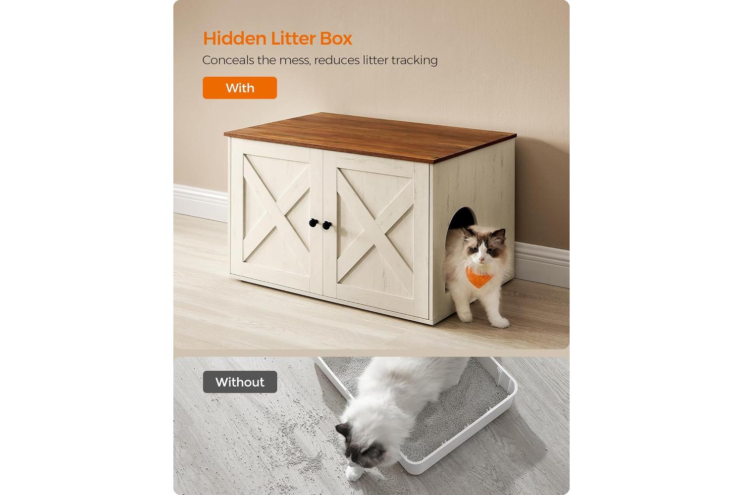 Feandrea Cat Litter Box Enclosure | Particleboard Mdf | 80 X 53 X 50 Cm-4