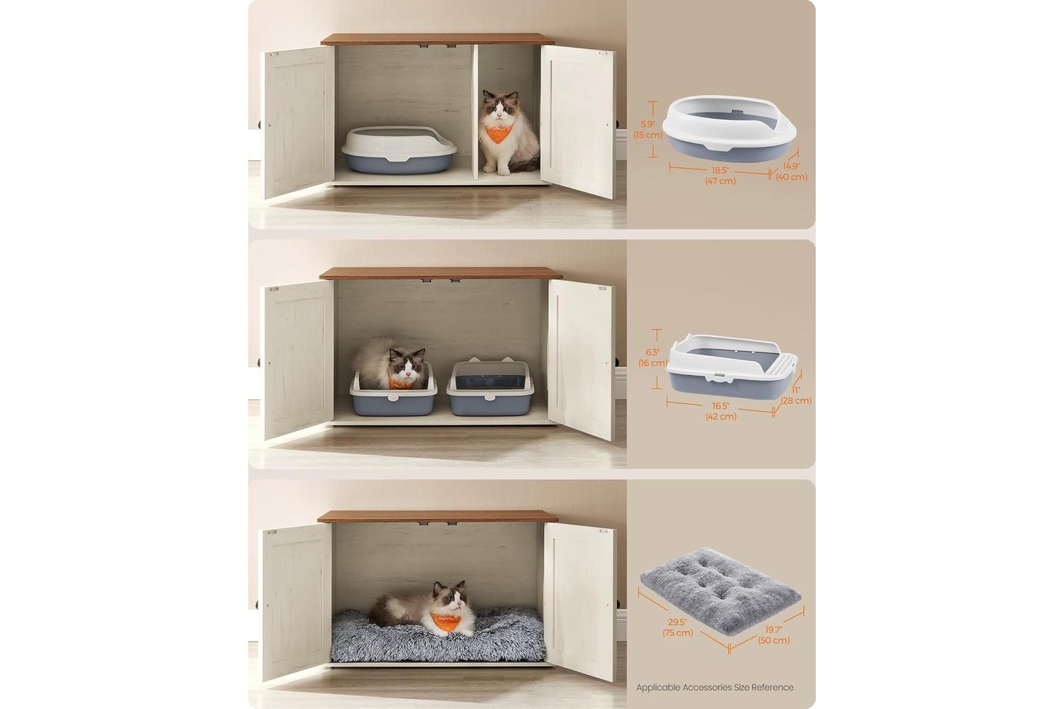 Feandrea Cat Litter Box Enclosure | Particleboard Mdf | 80 X 53 X 50 Cm-6