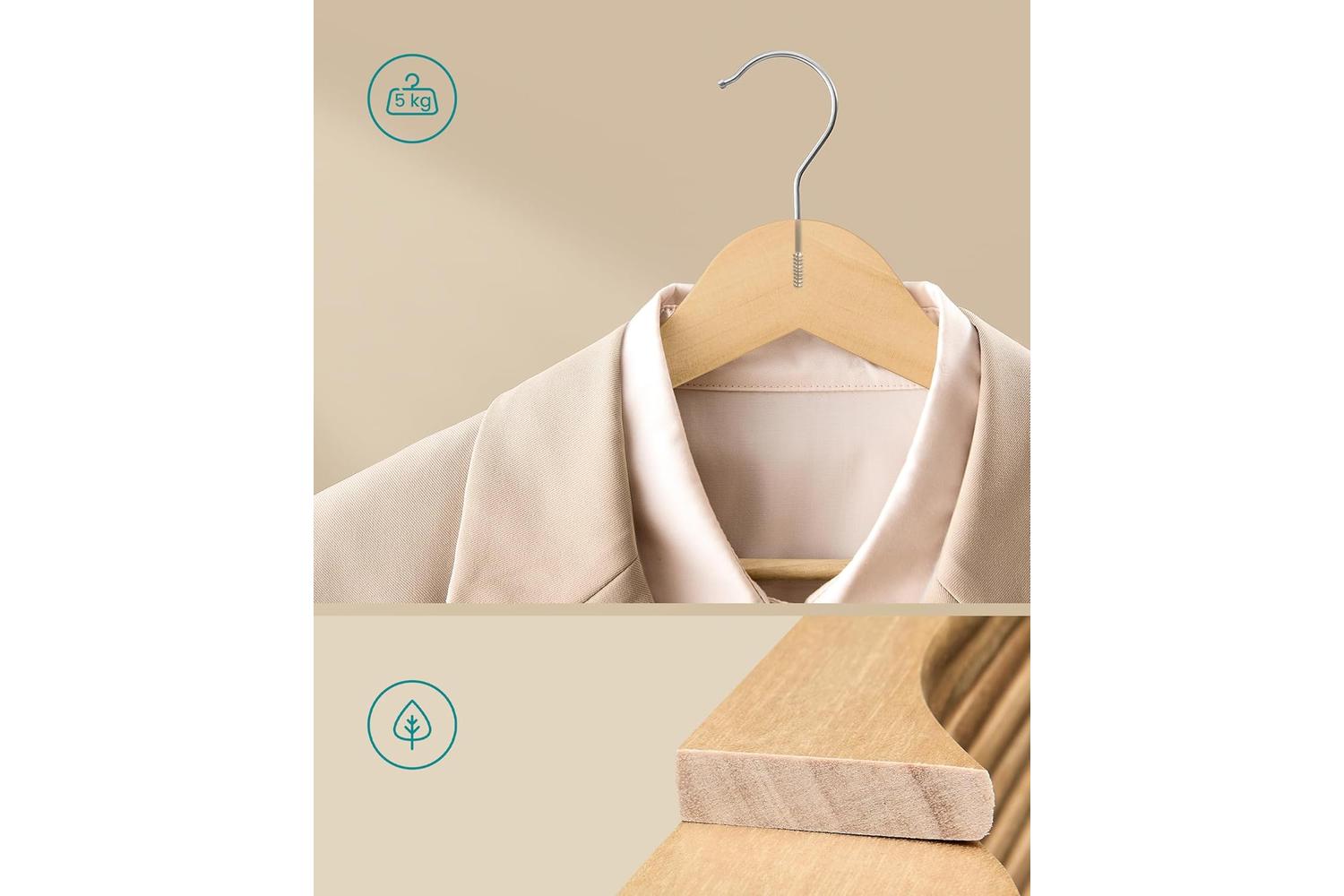 Wood Hangers | Clothes Hangers | Birch Wood | 43 X 21 Cm-2
