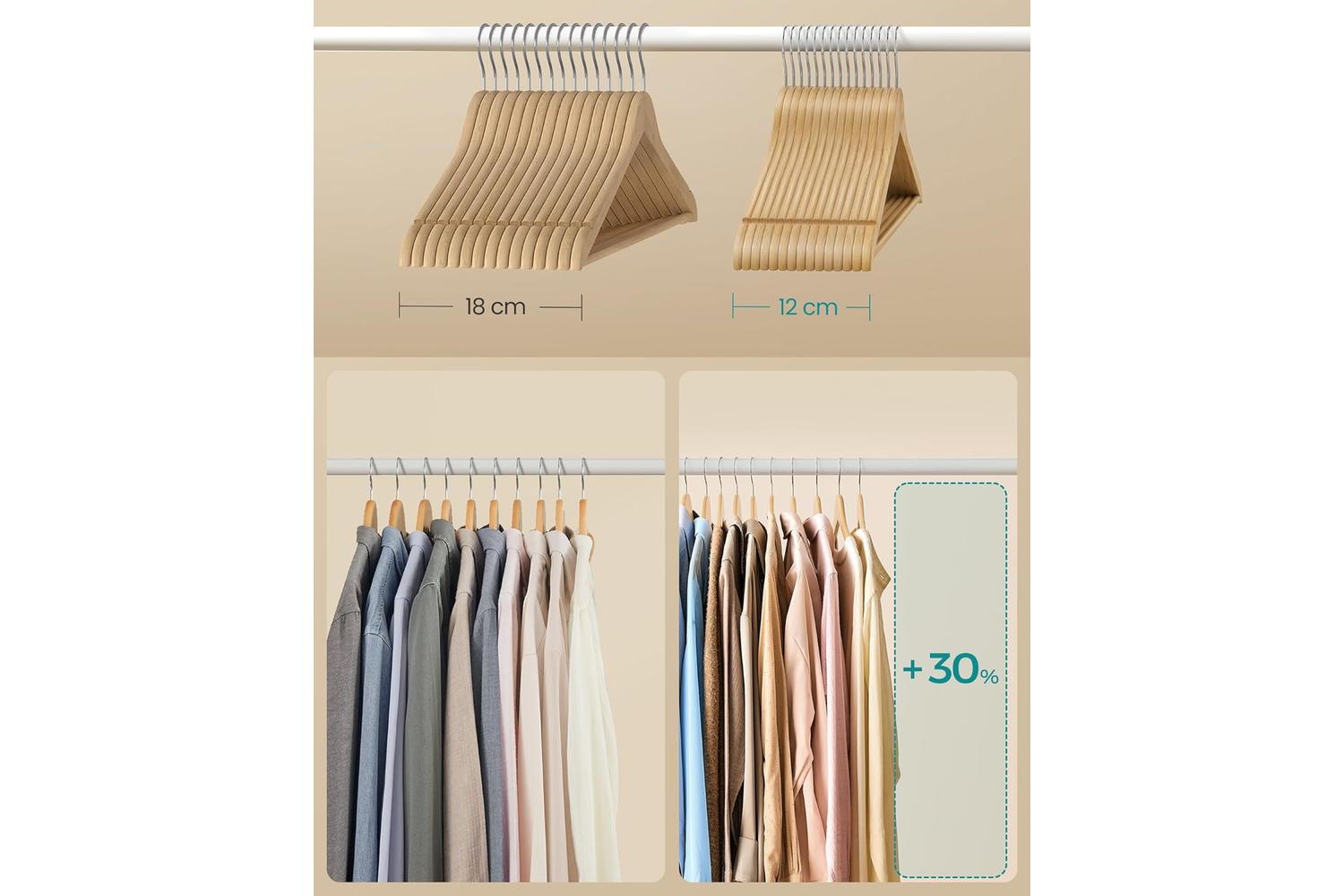 Wood Hangers | Clothes Hangers | Birch Wood | 43 X 21 Cm-3