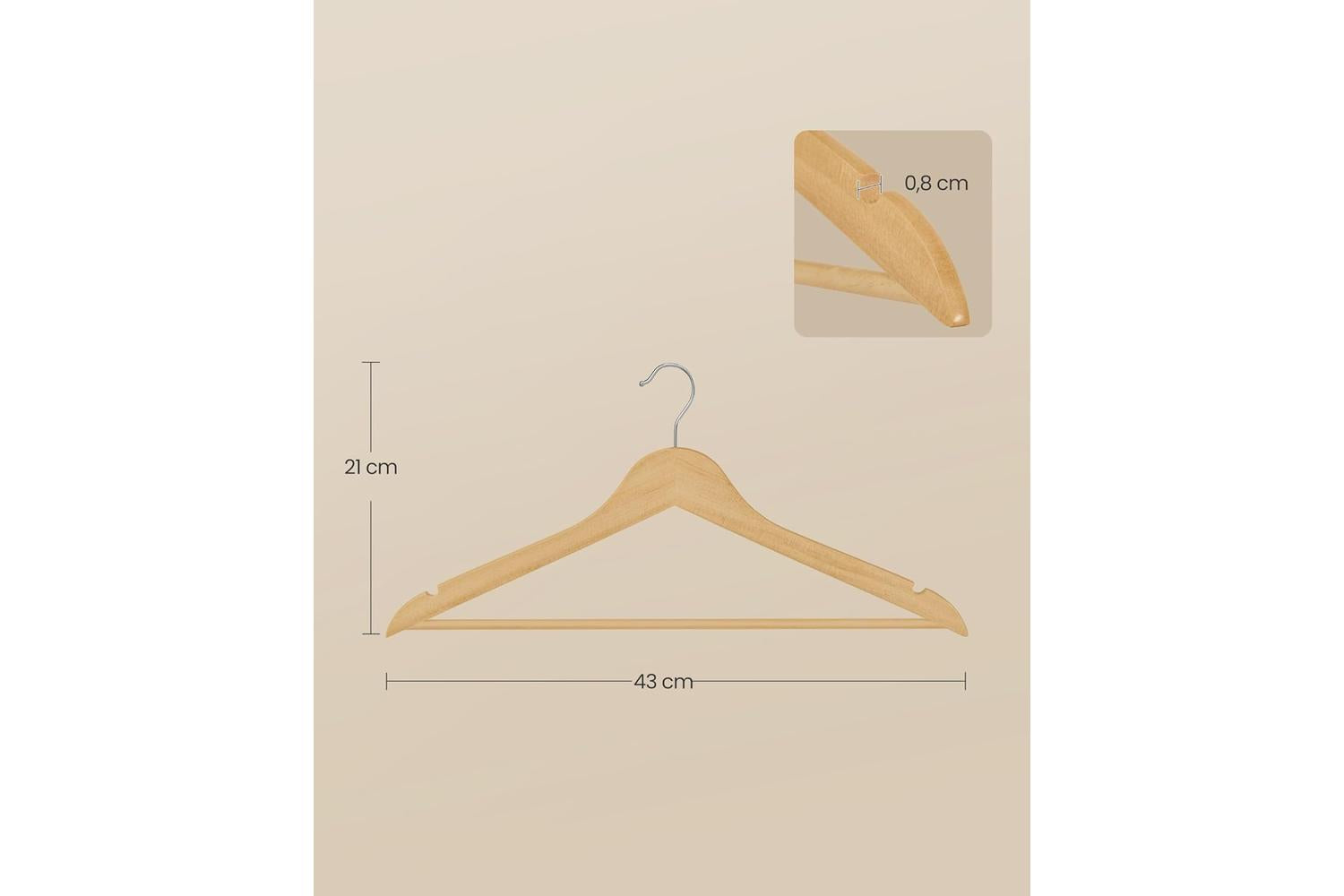 Wood Hangers | Clothes Hangers | Birch Wood | 43 X 21 Cm-4