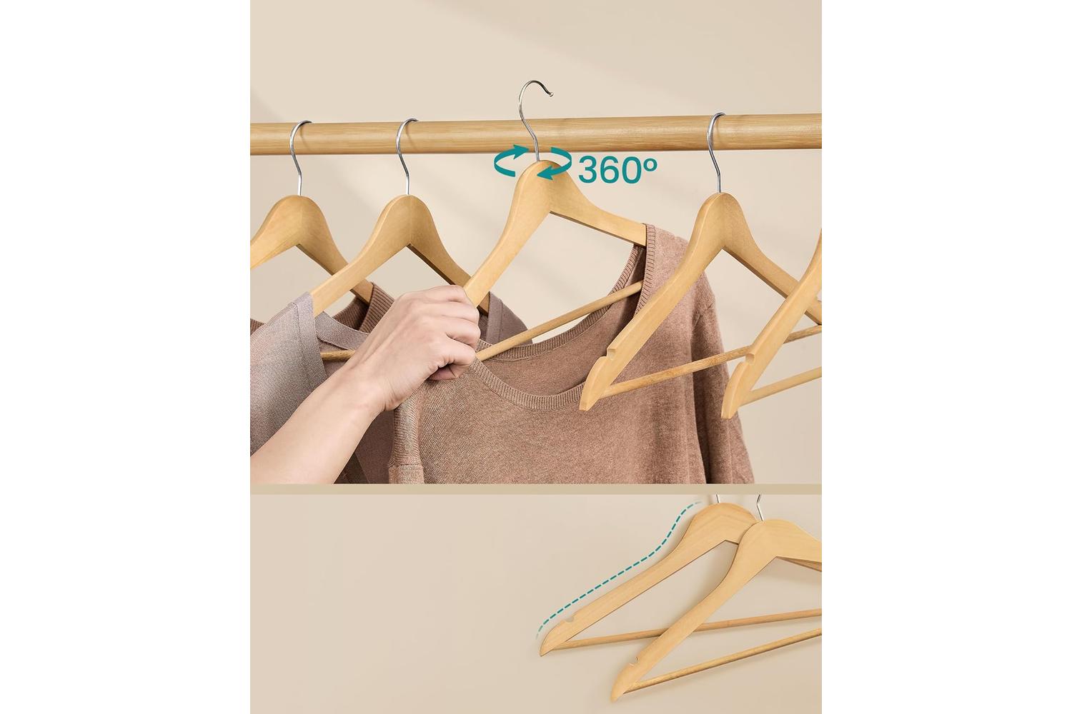 Wood Hangers | Clothes Hangers | Birch Wood | 43 X 21 Cm-6