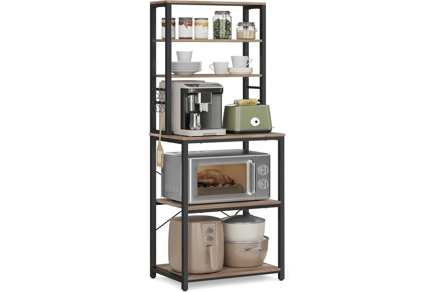 Kitchen Shelf | Kitchen Storage Unit | Wood Chipboard And Steel | 40 X 60 X 167 Cm