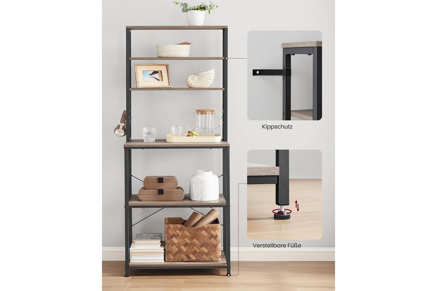 Kitchen Shelf | Kitchen Storage Unit | Wood Chipboard And Steel | 40 X 60 X 167 Cm-2