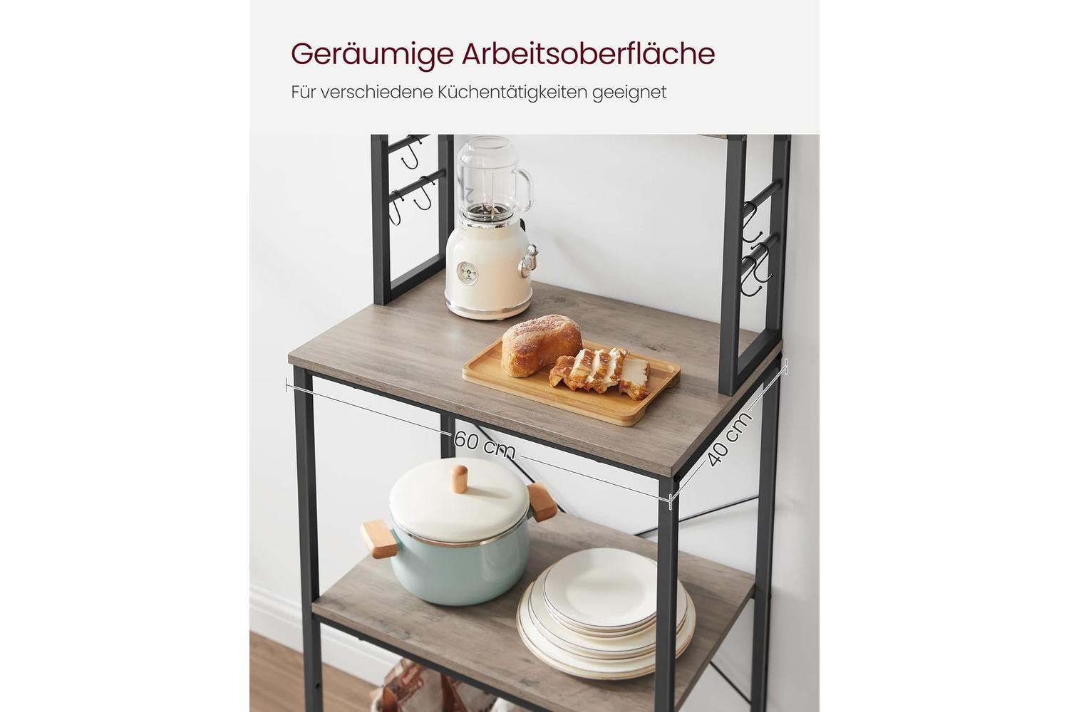 Kitchen Shelf | Kitchen Storage Unit | Wood Chipboard And Steel | 40 X 60 X 167 Cm-6
