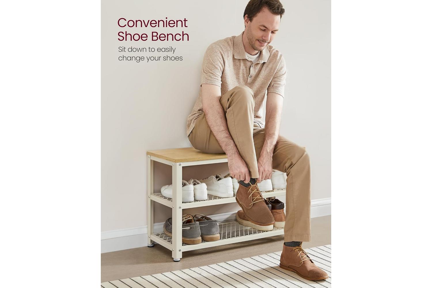 Shoe Bench | Storage Bench | Particleboard And Steel | 73cm-3
