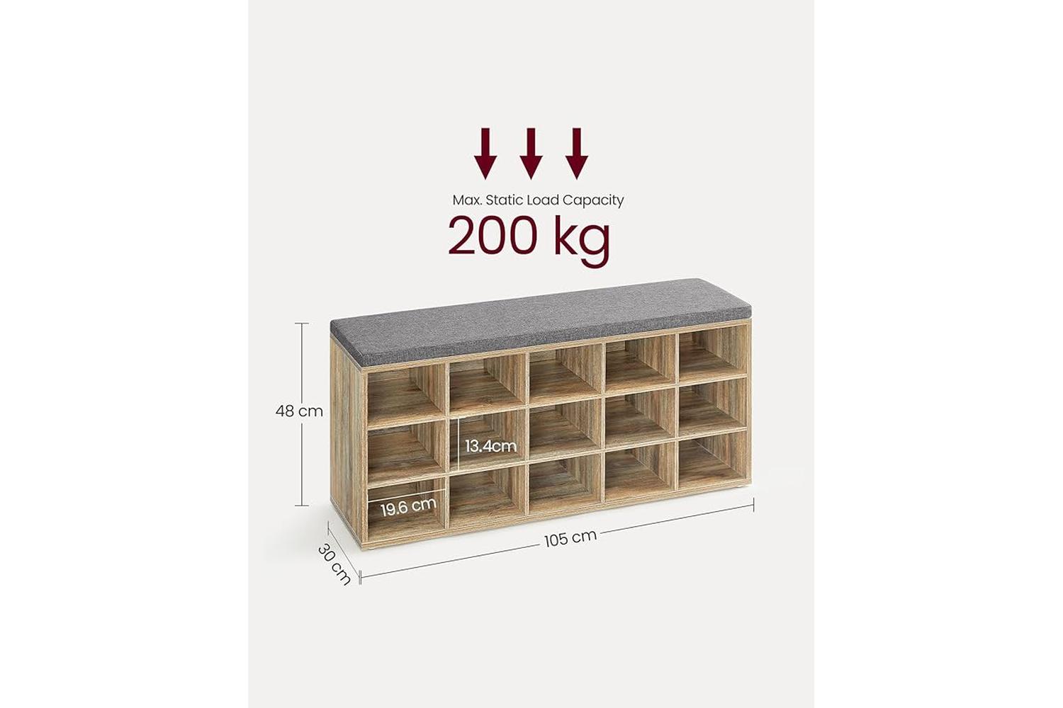 Shoe Bench | Storage Bench | Particleboard | 105cm-3