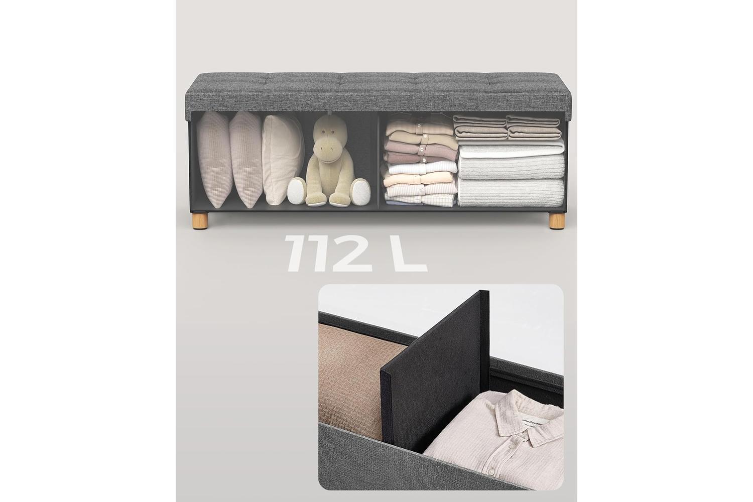 Storage Ottoman | Storage Bench | Linen-like Fabric | 110cm-5