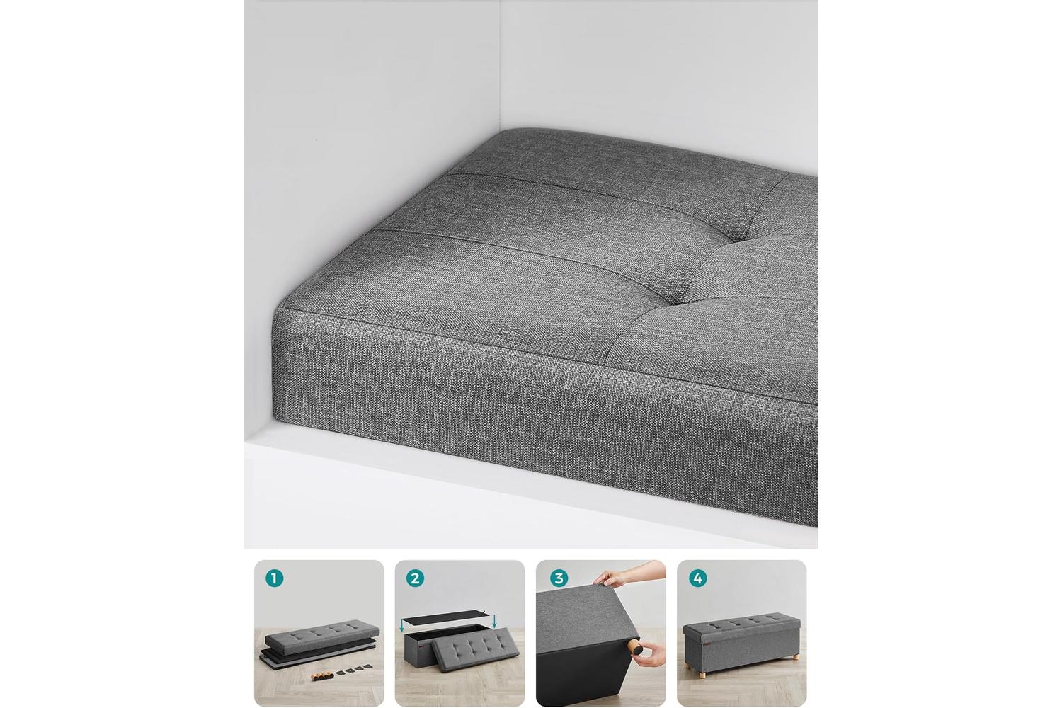 Storage Ottoman | Storage Bench | Linen-like Fabric | 110cm-6