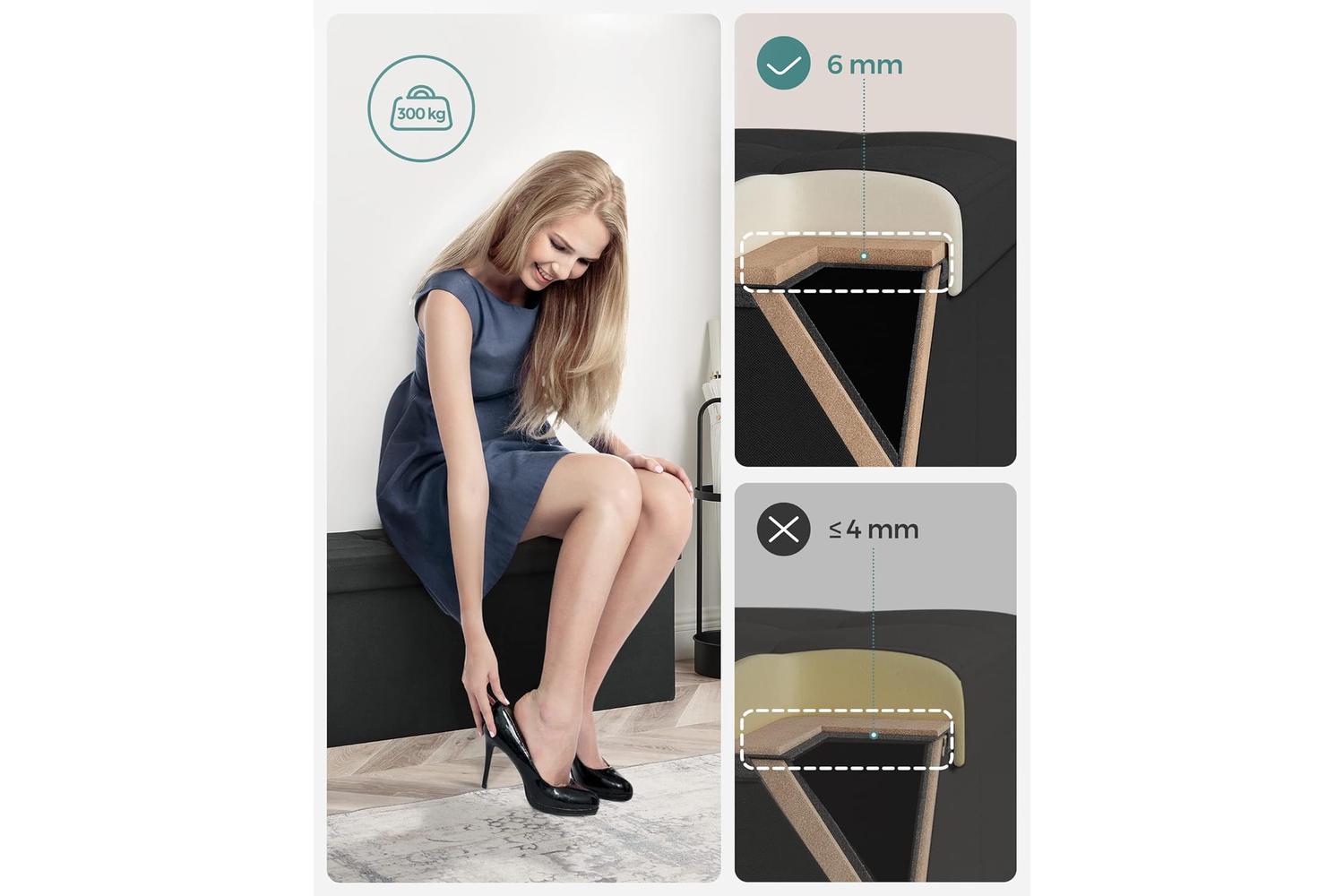 Storage Ottoman | Storage Chest | Faux Linen | 110 X 38 X 38 Cm-2