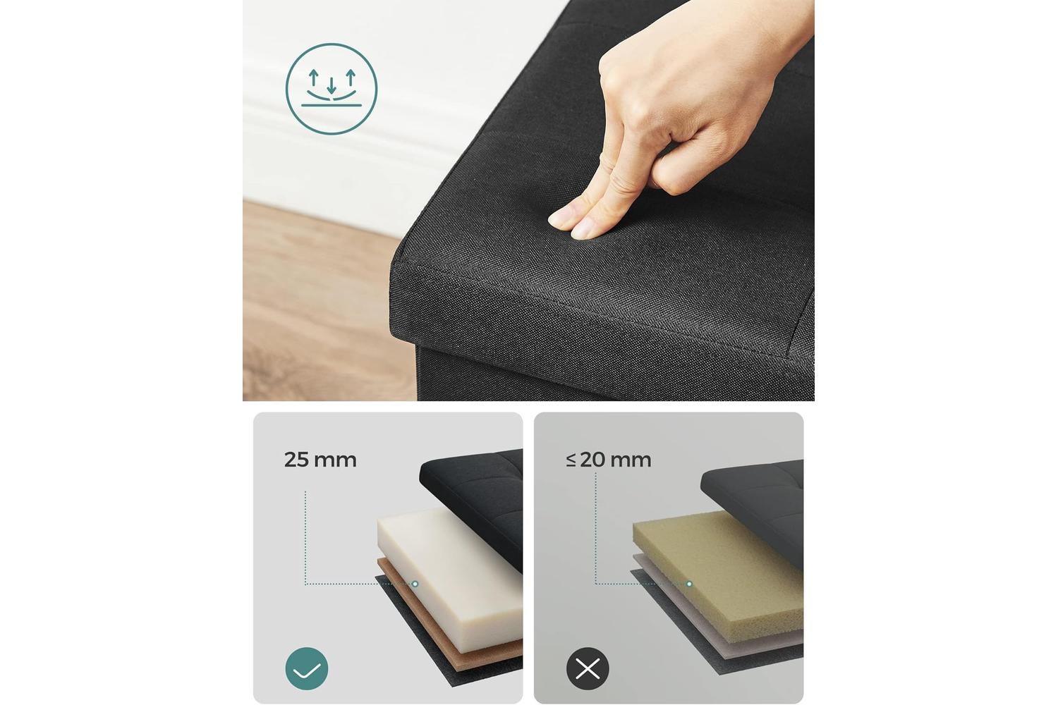 Storage Ottoman | Storage Chest | Faux Linen | 110 X 38 X 38 Cm-4
