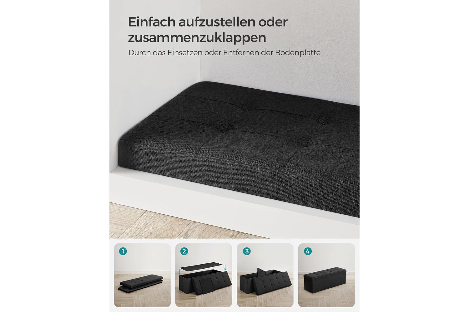 Storage Ottoman | Storage Chest | Faux Linen | 110 X 38 X 38 Cm-6