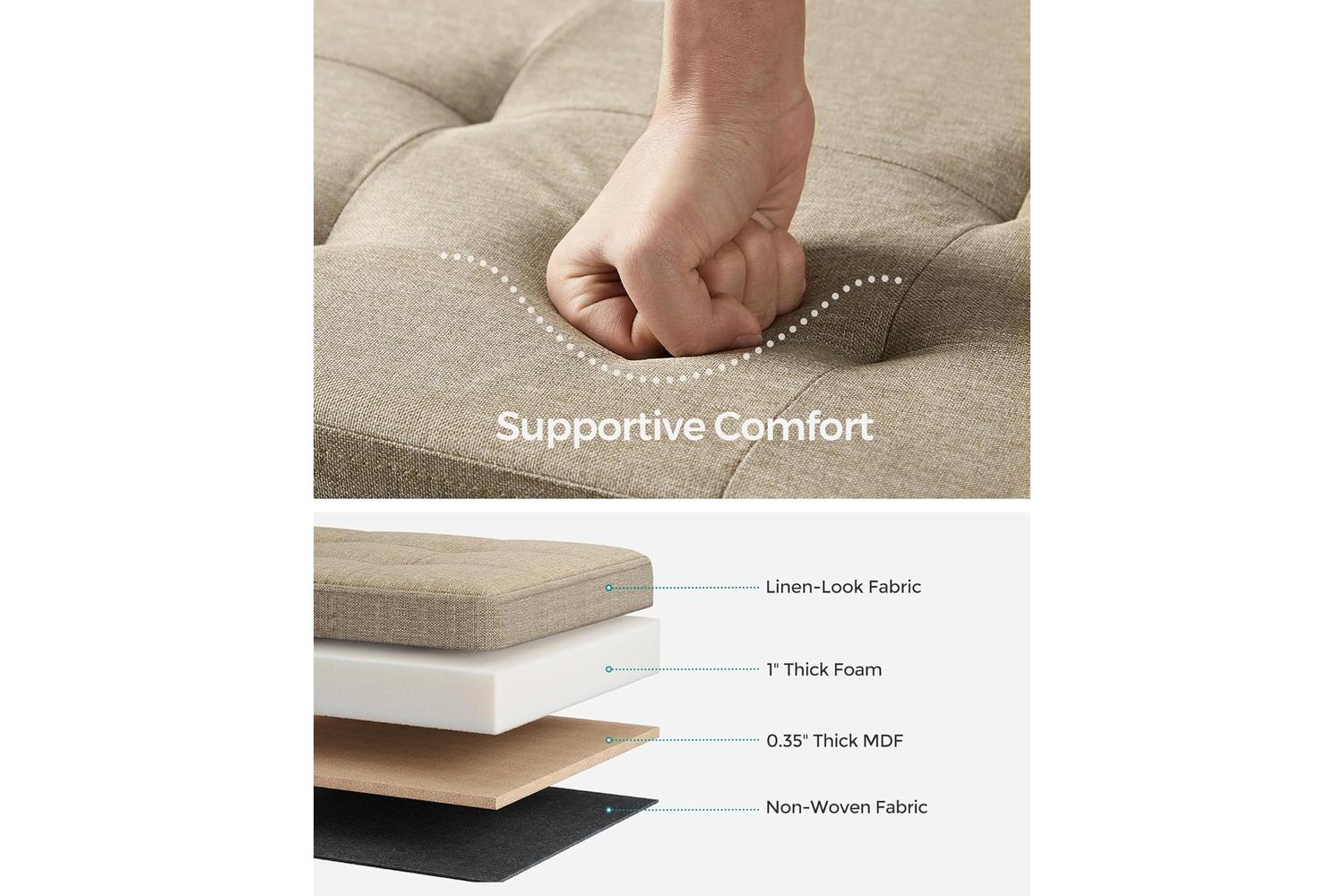 Storage Ottoman | Storage Bench | Linen-look Fabric | 110cm-4