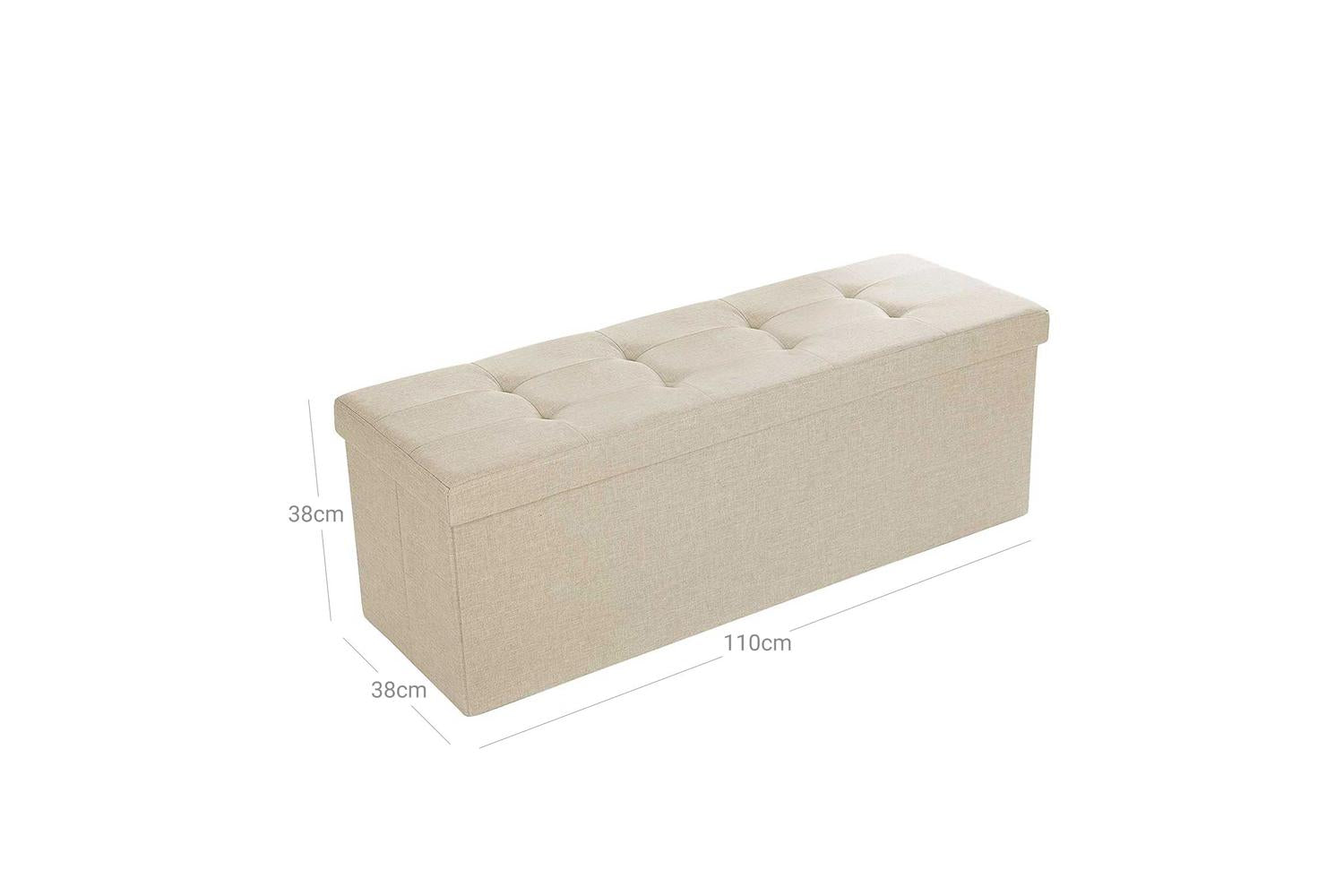 Storage Ottoman | Storage Bench | Imitation Linen Fabric | 110 X 38 X 38 Cm-4