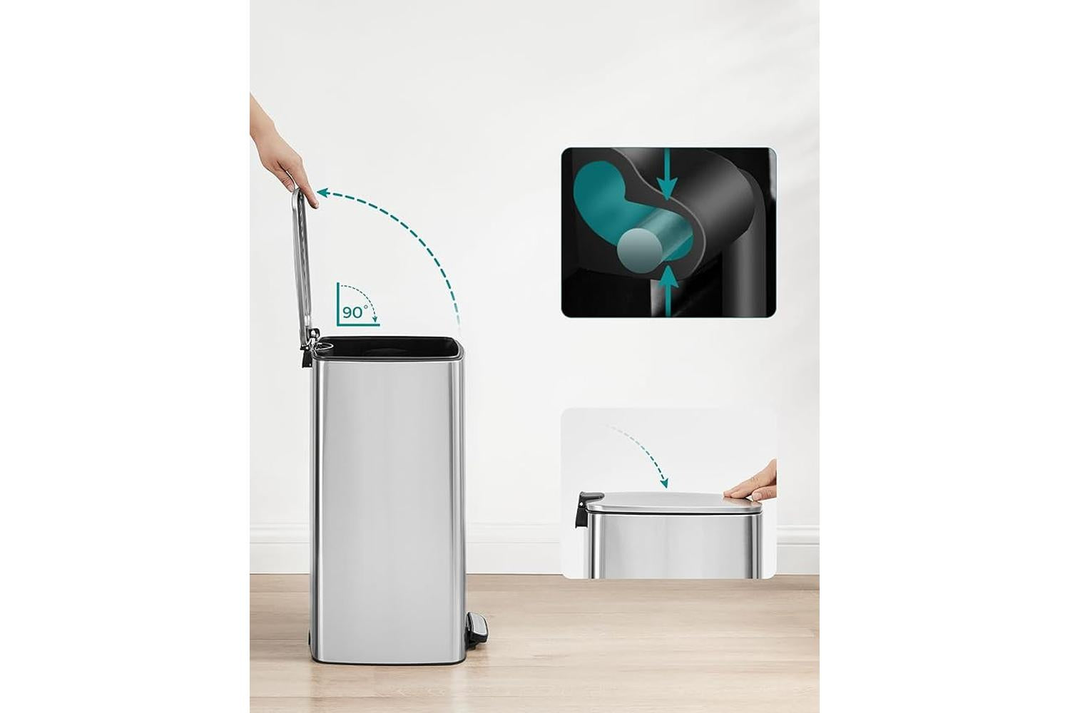 Songmics Trash Can | Rubbish Bin | 34 X 28.5 X 54.4 Cm-6