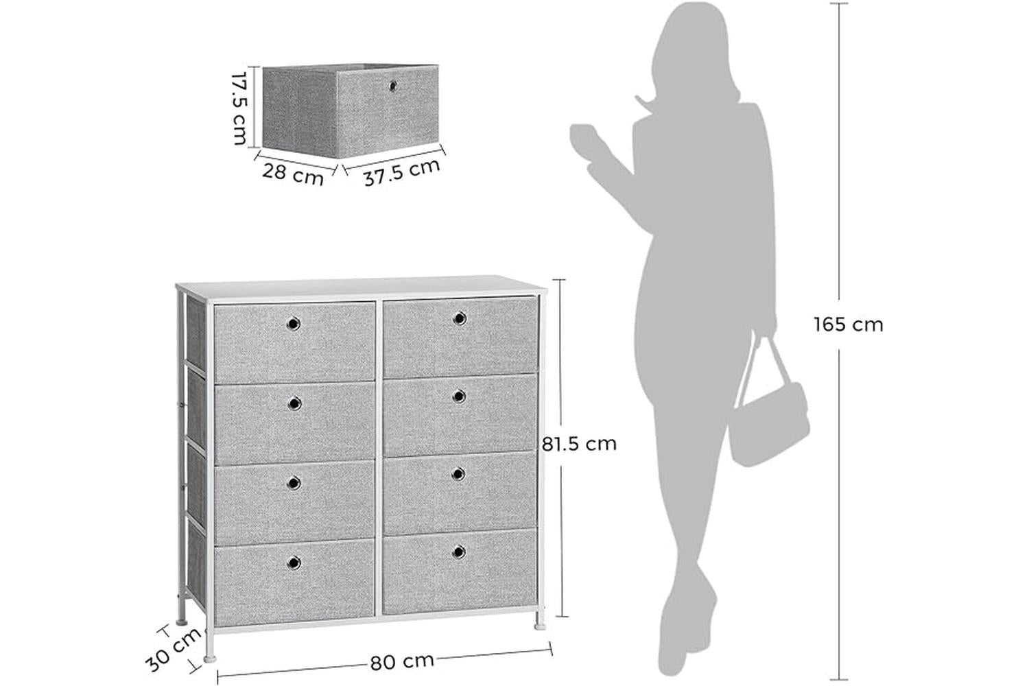 Dresser Unit | Chest Of Drawers | Mdf And Steel | 80cm-2