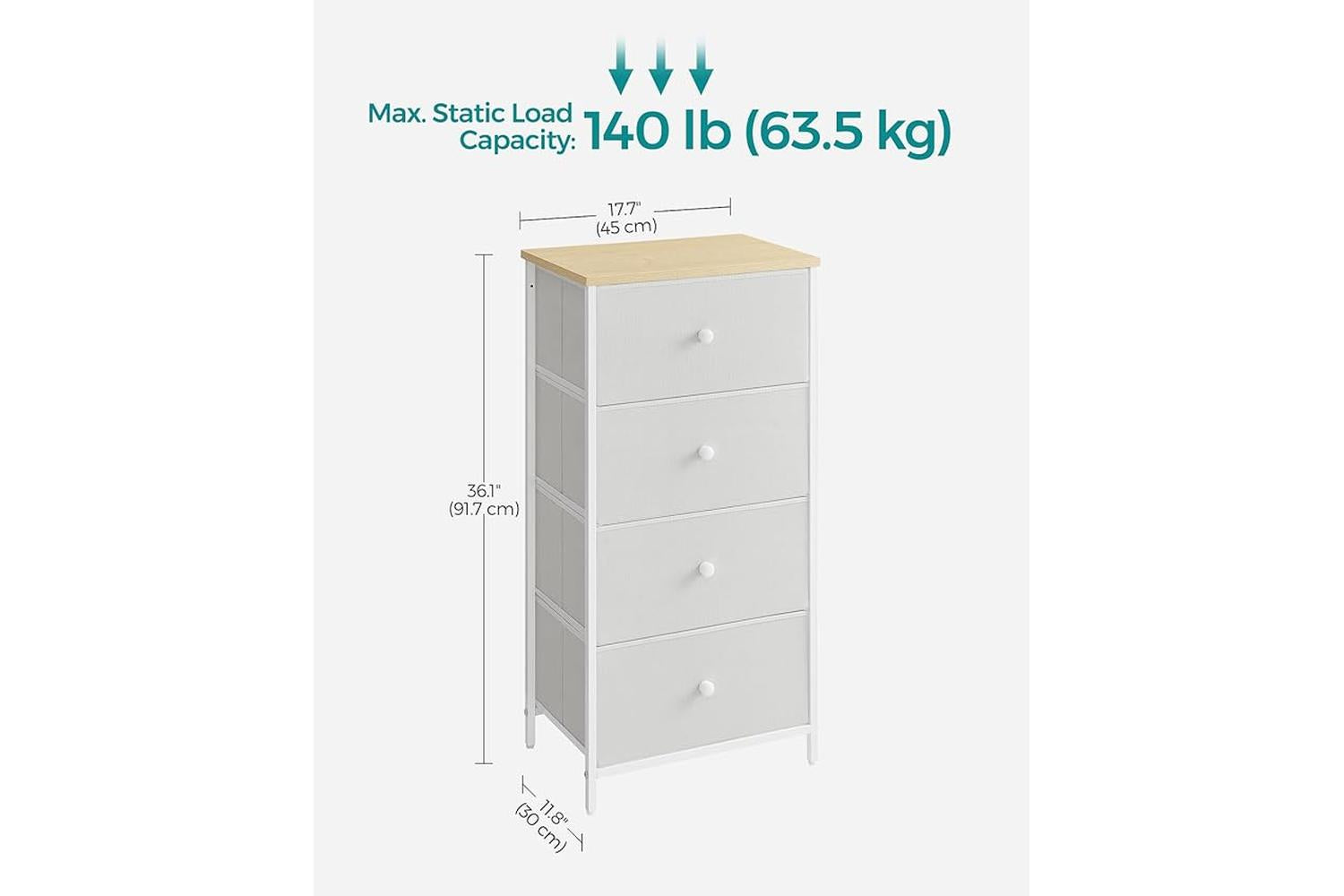 Dresser Unit | Chest Of Drawers | Particleboard Steel Non-woven Fabric | 30 X 45 X 91.7 Cm-2