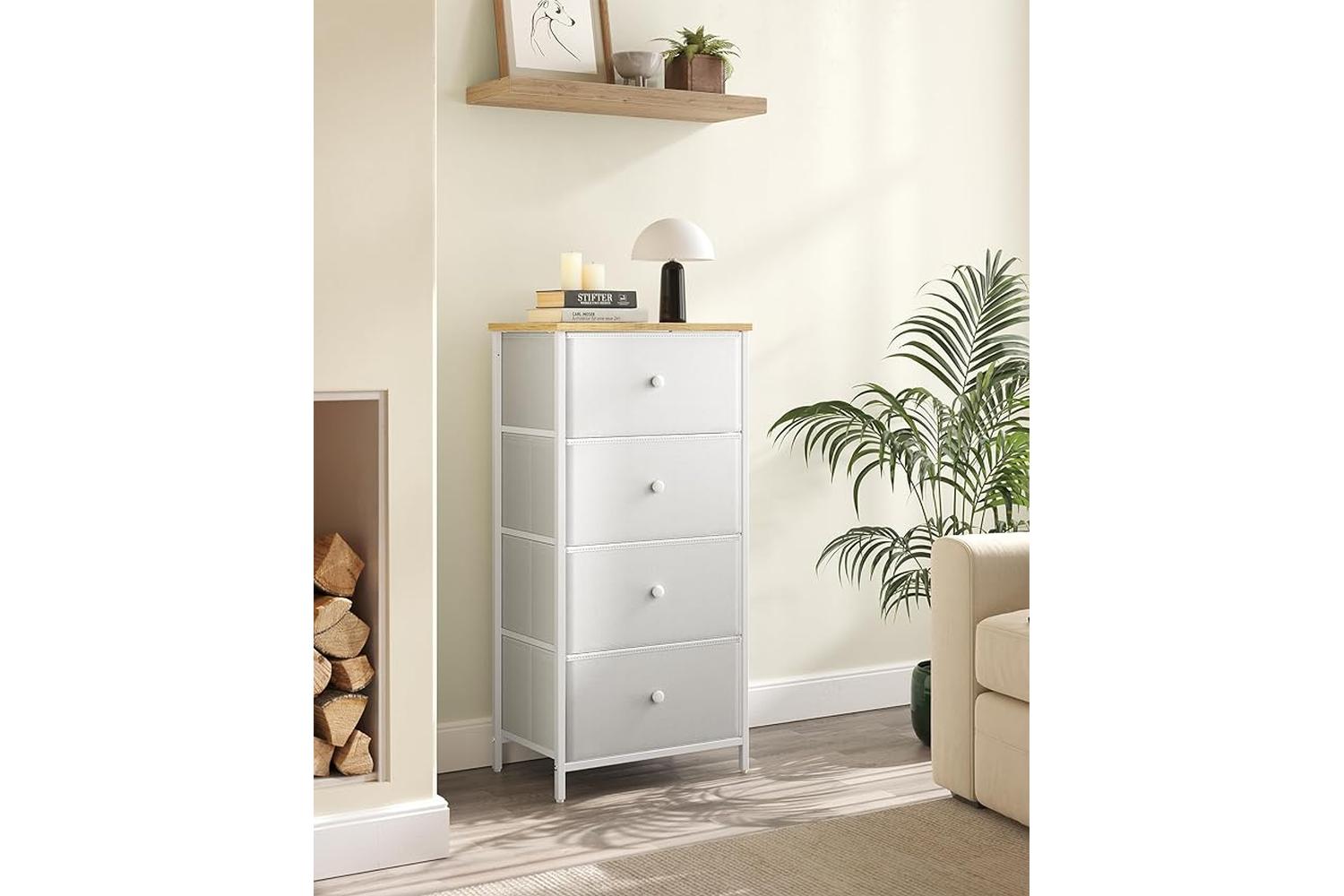 Dresser Unit | Chest Of Drawers | Particleboard Steel Non-woven Fabric | 30 X 45 X 91.7 Cm-3