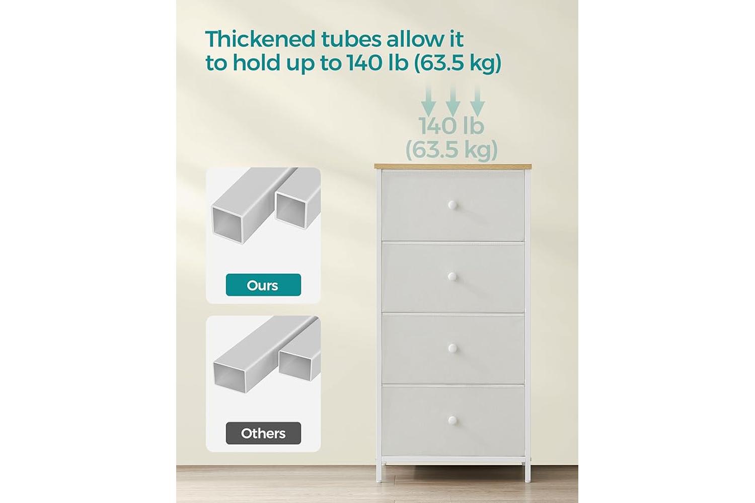 Dresser Unit | Chest Of Drawers | Particleboard Steel Non-woven Fabric | 30 X 45 X 91.7 Cm-5