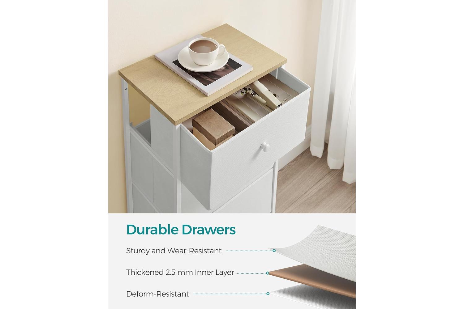 Dresser Unit | Chest Of Drawers | Particleboard Steel Non-woven Fabric | 30 X 45 X 91.7 Cm-6