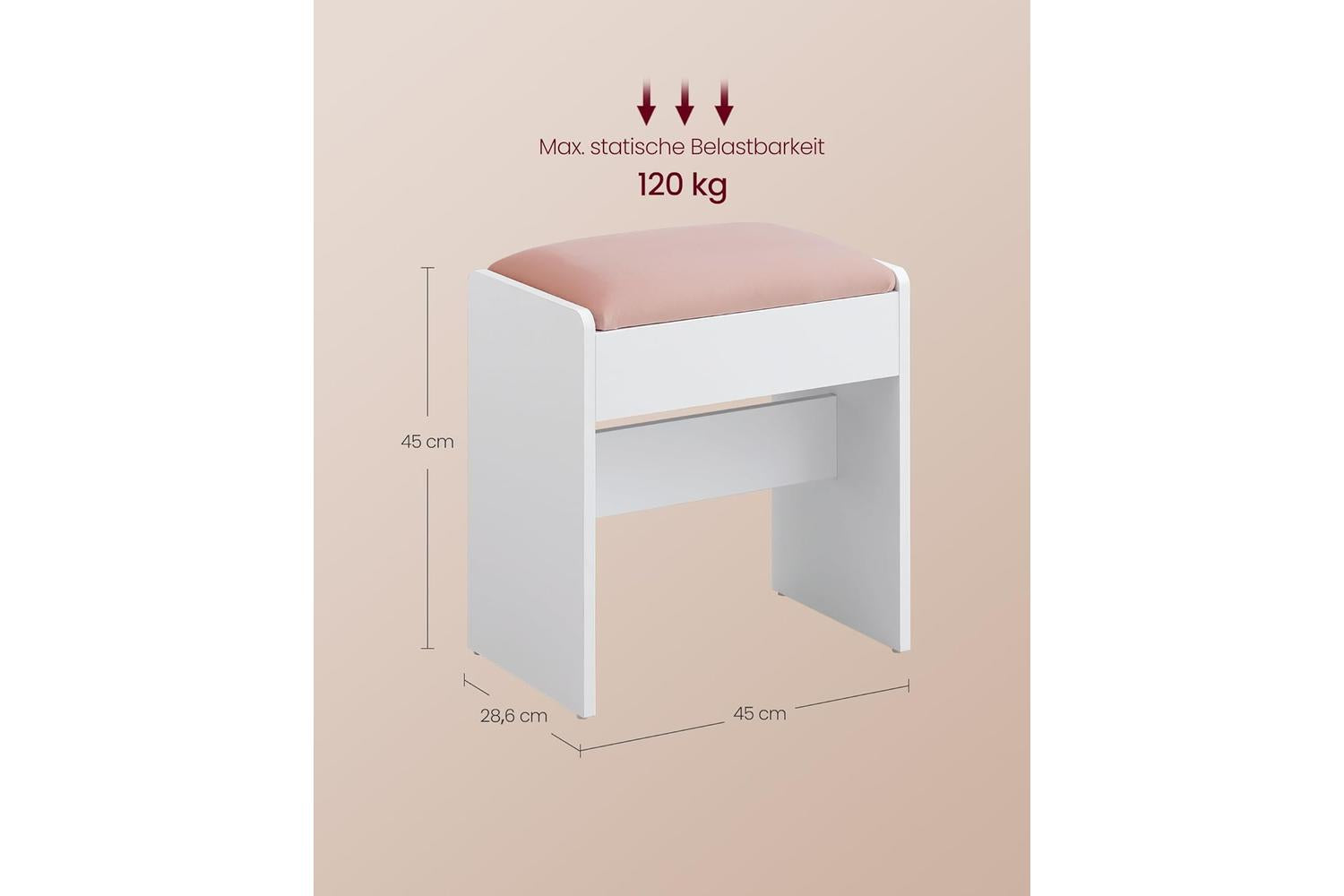 Vanity Bench | Vanity Stool | Velvet | 28.6 X 45 X 45 Cm-2